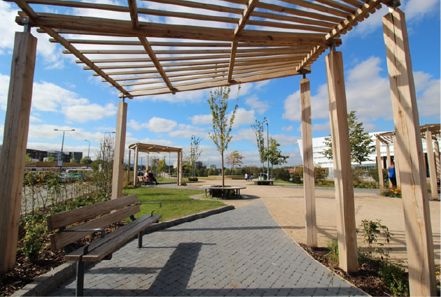 Pergola installation at Longbridge Retail Park