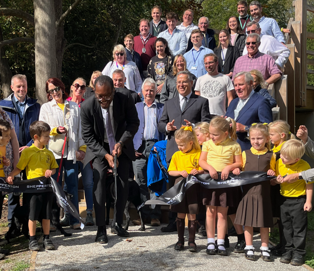 Cutting the ribbon to mark the official opening of Studios Walk